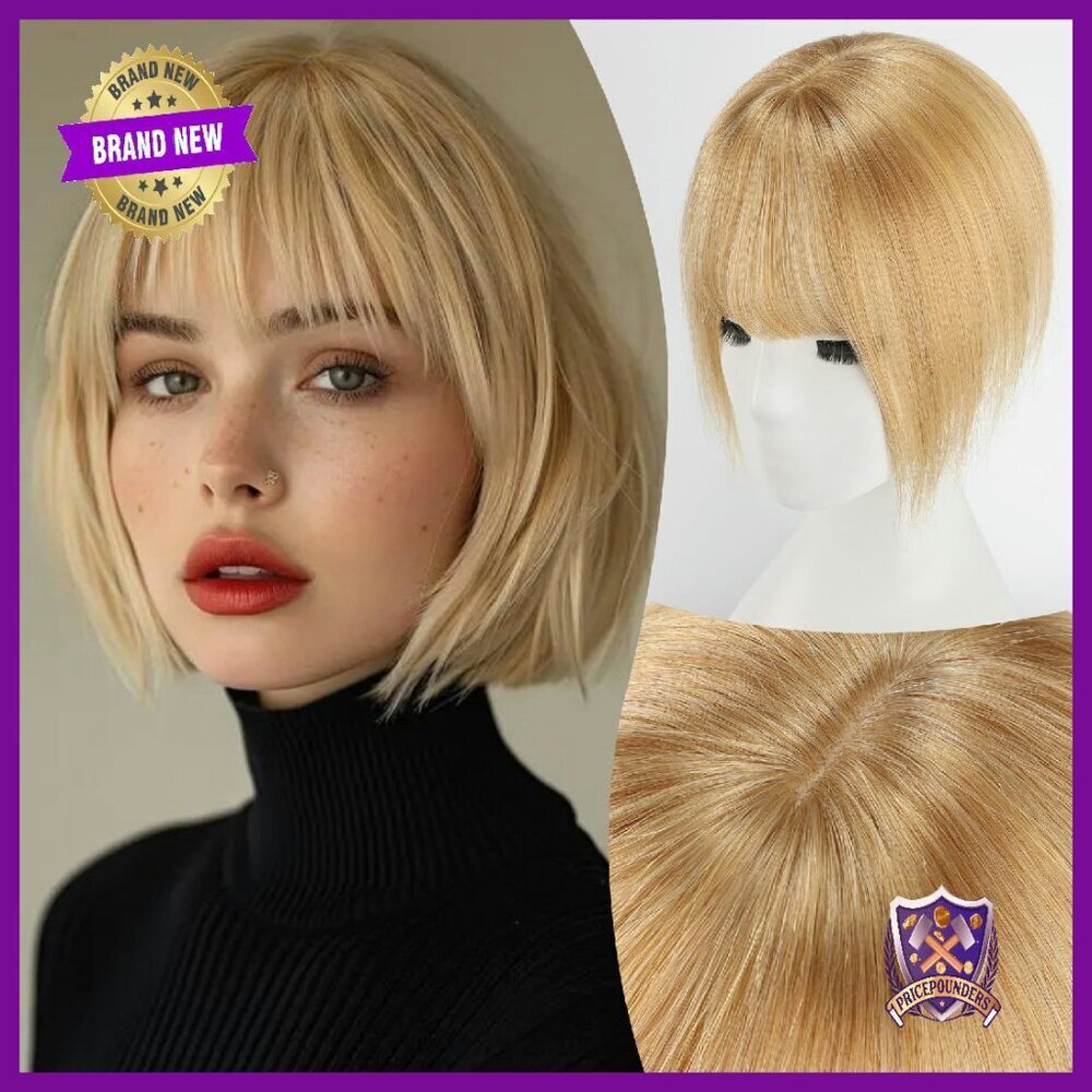 10 Inch Human Hair Clip-In Bangs with 3 Secure Clips, Wispy Fringes